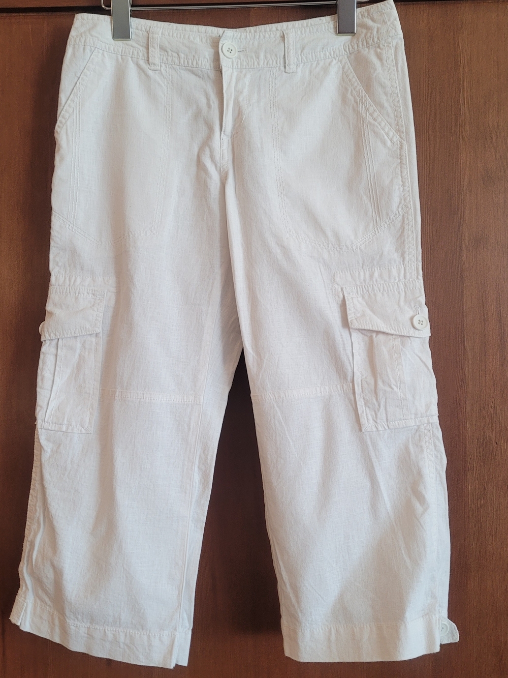 Banana Republic White Cargo Crop Pants